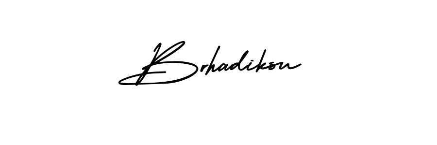 The best way (AmerikaSignatureDemo-Regular) to make a short signature is to pick only two or three words in your name. The name Brhadiksu include a total of six letters. For converting this name. Brhadiksu signature style 3 images and pictures png