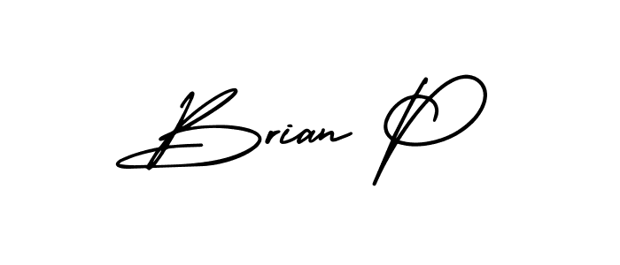 How to make Brian P name signature. Use AmerikaSignatureDemo-Regular style for creating short signs online. This is the latest handwritten sign. Brian P signature style 3 images and pictures png