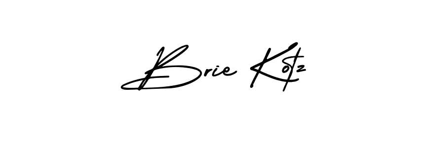 You should practise on your own different ways (AmerikaSignatureDemo-Regular) to write your name (Brie Kotz) in signature. don't let someone else do it for you. Brie Kotz signature style 3 images and pictures png