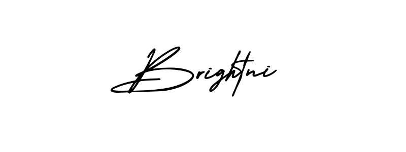 The best way (AmerikaSignatureDemo-Regular) to make a short signature is to pick only two or three words in your name. The name Brightni include a total of six letters. For converting this name. Brightni signature style 3 images and pictures png