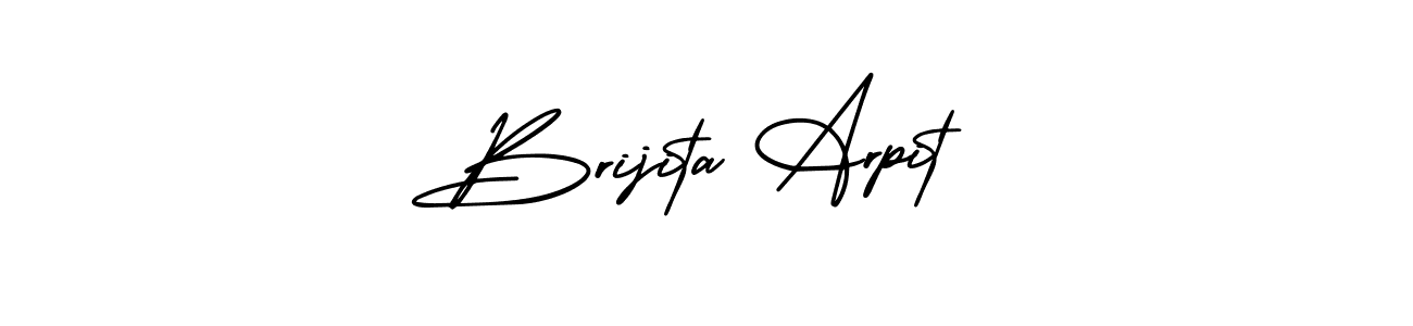 This is the best signature style for the Brijita Arpit name. Also you like these signature font (AmerikaSignatureDemo-Regular). Mix name signature. Brijita Arpit signature style 3 images and pictures png