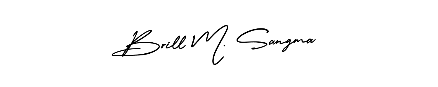 The best way (AmerikaSignatureDemo-Regular) to make a short signature is to pick only two or three words in your name. The name Brill M. Sangma include a total of six letters. For converting this name. Brill M. Sangma signature style 3 images and pictures png