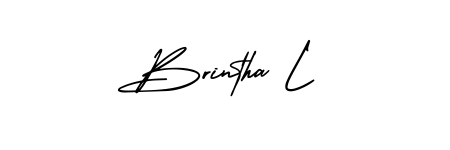 Brintha L stylish signature style. Best Handwritten Sign (AmerikaSignatureDemo-Regular) for my name. Handwritten Signature Collection Ideas for my name Brintha L. Brintha L signature style 3 images and pictures png