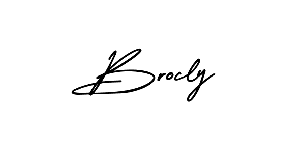 You should practise on your own different ways (AmerikaSignatureDemo-Regular) to write your name (Brocly) in signature. don't let someone else do it for you. Brocly signature style 3 images and pictures png