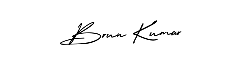 The best way (AmerikaSignatureDemo-Regular) to make a short signature is to pick only two or three words in your name. The name Brun Kumar include a total of six letters. For converting this name. Brun Kumar signature style 3 images and pictures png