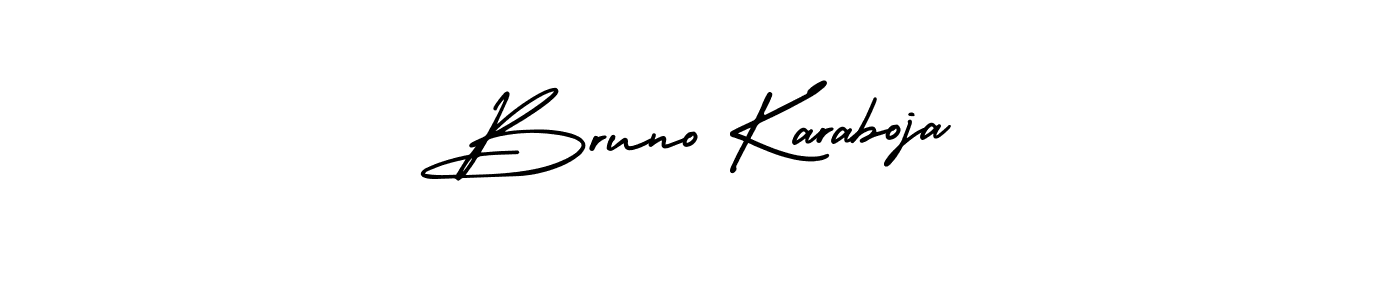 You should practise on your own different ways (AmerikaSignatureDemo-Regular) to write your name (Bruno Karaboja) in signature. don't let someone else do it for you. Bruno Karaboja signature style 3 images and pictures png
