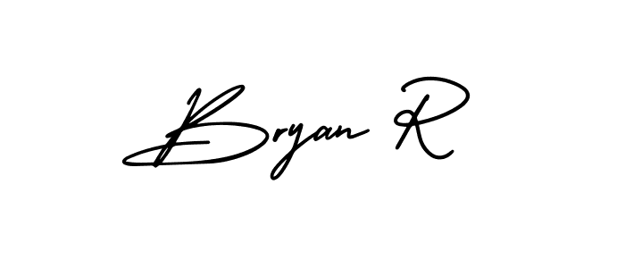 How to make Bryan R name signature. Use AmerikaSignatureDemo-Regular style for creating short signs online. This is the latest handwritten sign. Bryan R signature style 3 images and pictures png