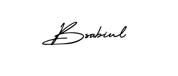 The best way (AmerikaSignatureDemo-Regular) to make a short signature is to pick only two or three words in your name. The name Bsabiul include a total of six letters. For converting this name. Bsabiul signature style 3 images and pictures png