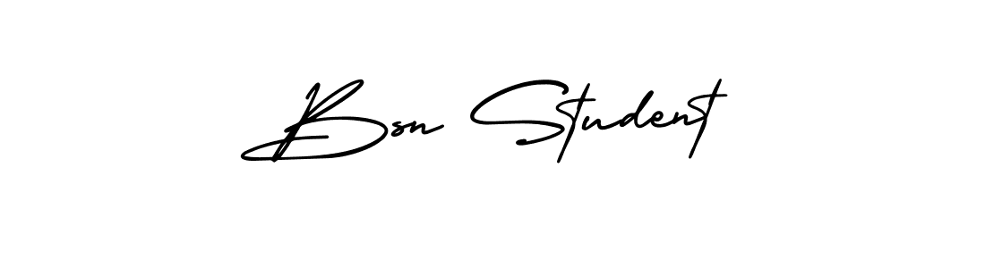 The best way (AmerikaSignatureDemo-Regular) to make a short signature is to pick only two or three words in your name. The name Bsn Student include a total of six letters. For converting this name. Bsn Student signature style 3 images and pictures png