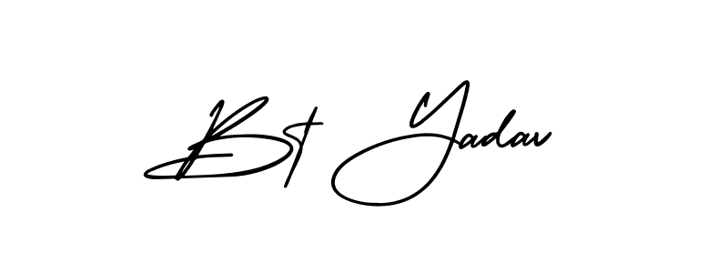 You should practise on your own different ways (AmerikaSignatureDemo-Regular) to write your name (Bt Yadav) in signature. don't let someone else do it for you. Bt Yadav signature style 3 images and pictures png