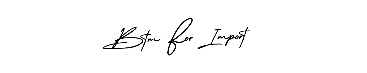 The best way (AmerikaSignatureDemo-Regular) to make a short signature is to pick only two or three words in your name. The name Btm For Import  include a total of six letters. For converting this name. Btm For Import  signature style 3 images and pictures png