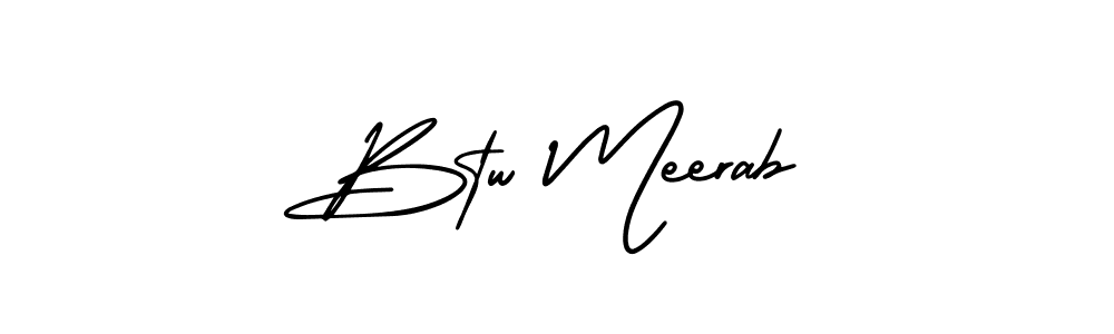 Btw Meerab stylish signature style. Best Handwritten Sign (AmerikaSignatureDemo-Regular) for my name. Handwritten Signature Collection Ideas for my name Btw Meerab. Btw Meerab signature style 3 images and pictures png