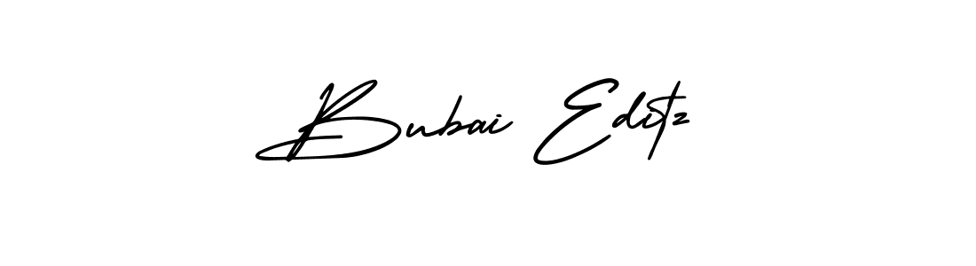 You should practise on your own different ways (AmerikaSignatureDemo-Regular) to write your name (Bubai Editz) in signature. don't let someone else do it for you. Bubai Editz signature style 3 images and pictures png