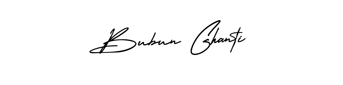 The best way (AmerikaSignatureDemo-Regular) to make a short signature is to pick only two or three words in your name. The name Bubun Ghanti include a total of six letters. For converting this name. Bubun Ghanti signature style 3 images and pictures png