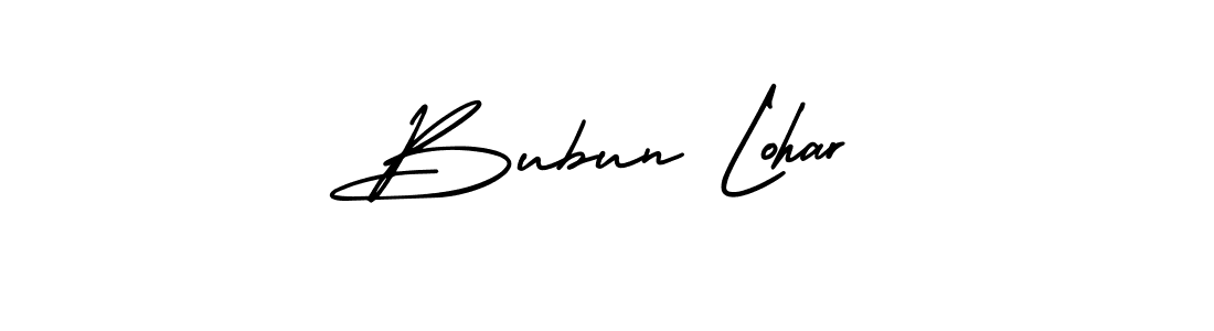 The best way (AmerikaSignatureDemo-Regular) to make a short signature is to pick only two or three words in your name. The name Bubun Lohar include a total of six letters. For converting this name. Bubun Lohar signature style 3 images and pictures png