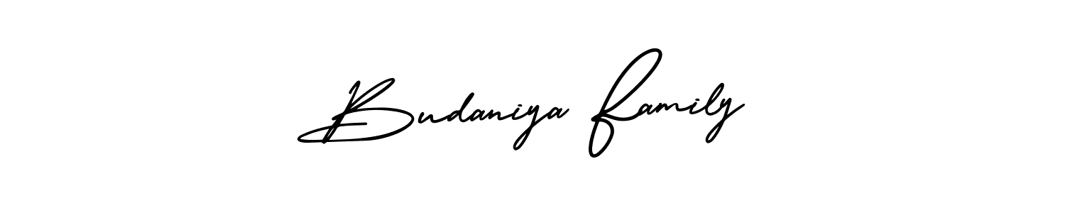 Design your own signature with our free online signature maker. With this signature software, you can create a handwritten (AmerikaSignatureDemo-Regular) signature for name Budaniya Family. Budaniya Family signature style 3 images and pictures png