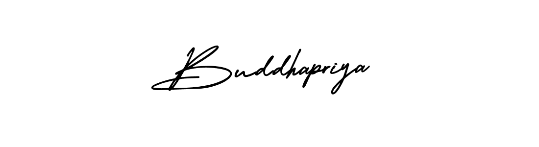 You should practise on your own different ways (AmerikaSignatureDemo-Regular) to write your name (Buddhapriya) in signature. don't let someone else do it for you. Buddhapriya signature style 3 images and pictures png