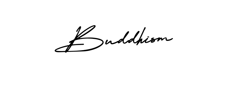 You should practise on your own different ways (AmerikaSignatureDemo-Regular) to write your name (Buddhism) in signature. don't let someone else do it for you. Buddhism signature style 3 images and pictures png