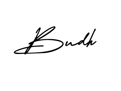 Use a signature maker to create a handwritten signature online. With this signature software, you can design (AmerikaSignatureDemo-Regular) your own signature for name Budh. Budh signature style 3 images and pictures png