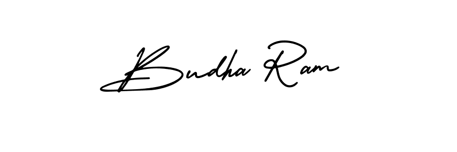 You should practise on your own different ways (AmerikaSignatureDemo-Regular) to write your name (Budha Ram) in signature. don't let someone else do it for you. Budha Ram signature style 3 images and pictures png