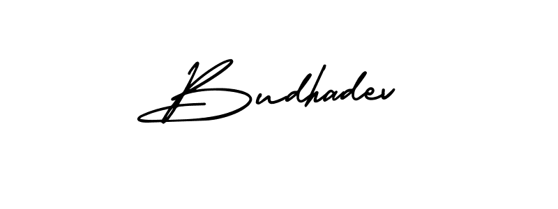How to make Budhadev name signature. Use AmerikaSignatureDemo-Regular style for creating short signs online. This is the latest handwritten sign. Budhadev signature style 3 images and pictures png