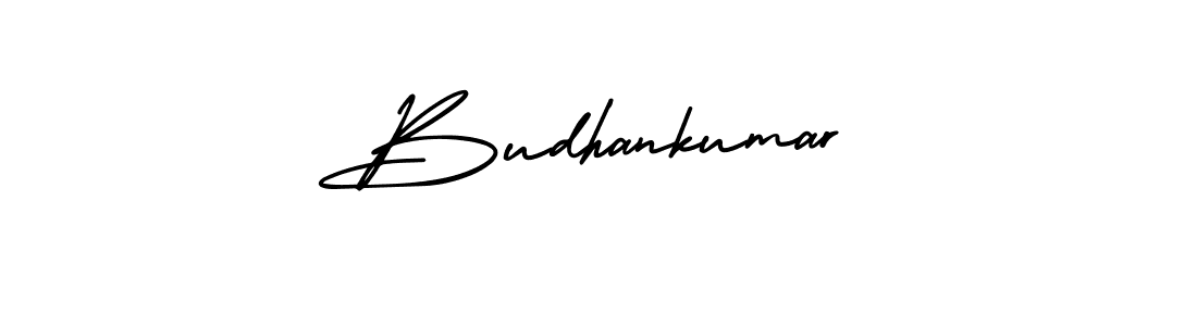 You should practise on your own different ways (AmerikaSignatureDemo-Regular) to write your name (Budhankumar) in signature. don't let someone else do it for you. Budhankumar signature style 3 images and pictures png