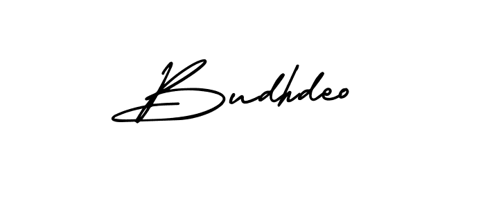 How to make Budhdeo name signature. Use AmerikaSignatureDemo-Regular style for creating short signs online. This is the latest handwritten sign. Budhdeo signature style 3 images and pictures png