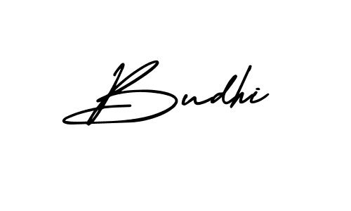 Use a signature maker to create a handwritten signature online. With this signature software, you can design (AmerikaSignatureDemo-Regular) your own signature for name Budhi. Budhi signature style 3 images and pictures png