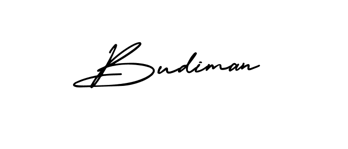 How to make Budiman name signature. Use AmerikaSignatureDemo-Regular style for creating short signs online. This is the latest handwritten sign. Budiman signature style 3 images and pictures png