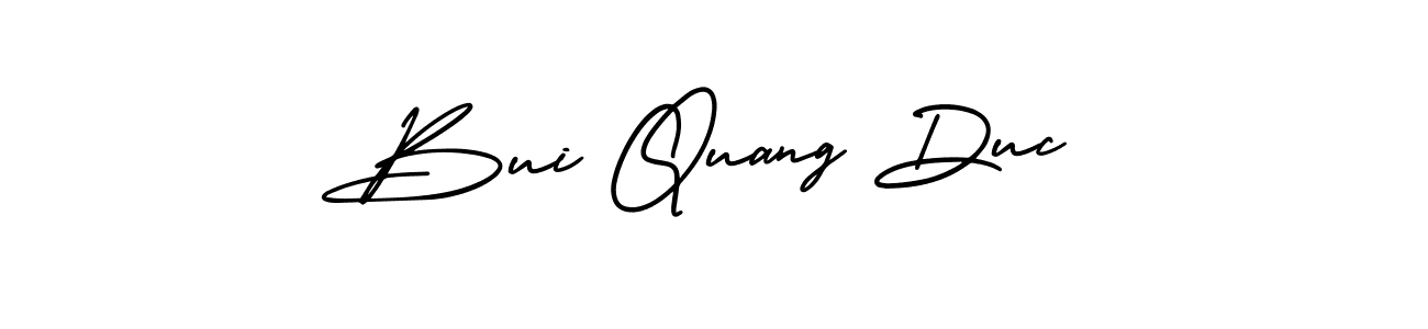 You should practise on your own different ways (AmerikaSignatureDemo-Regular) to write your name (Bui Quang Duc) in signature. don't let someone else do it for you. Bui Quang Duc signature style 3 images and pictures png