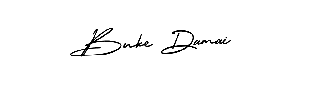 How to make Buke Damai name signature. Use AmerikaSignatureDemo-Regular style for creating short signs online. This is the latest handwritten sign. Buke Damai signature style 3 images and pictures png