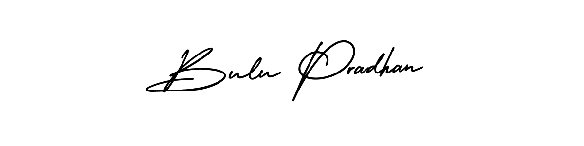 You should practise on your own different ways (AmerikaSignatureDemo-Regular) to write your name (Bulu Pradhan) in signature. don't let someone else do it for you. Bulu Pradhan signature style 3 images and pictures png