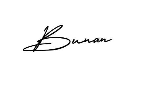 Bunan stylish signature style. Best Handwritten Sign (AmerikaSignatureDemo-Regular) for my name. Handwritten Signature Collection Ideas for my name Bunan. Bunan signature style 3 images and pictures png