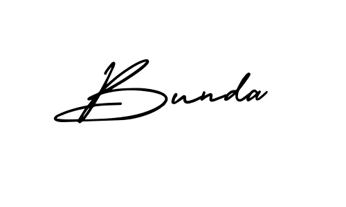 The best way (AmerikaSignatureDemo-Regular) to make a short signature is to pick only two or three words in your name. The name Bunda include a total of six letters. For converting this name. Bunda signature style 3 images and pictures png