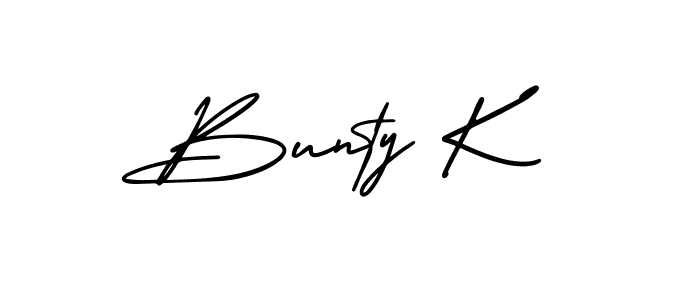 Bunty K stylish signature style. Best Handwritten Sign (AmerikaSignatureDemo-Regular) for my name. Handwritten Signature Collection Ideas for my name Bunty K. Bunty K signature style 3 images and pictures png
