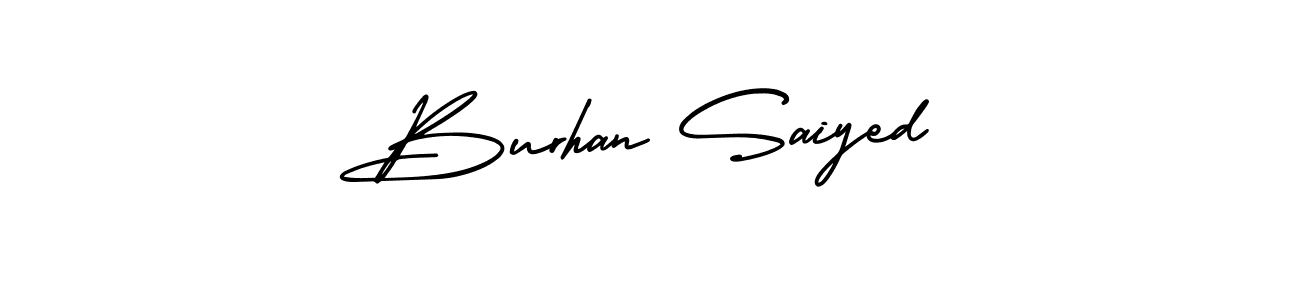 Make a beautiful signature design for name Burhan Saiyed. With this signature (AmerikaSignatureDemo-Regular) style, you can create a handwritten signature for free. Burhan Saiyed signature style 3 images and pictures png