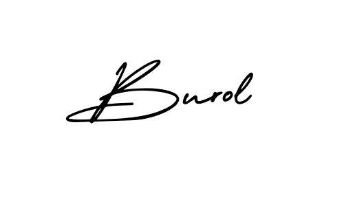 The best way (AmerikaSignatureDemo-Regular) to make a short signature is to pick only two or three words in your name. The name Burol include a total of six letters. For converting this name. Burol signature style 3 images and pictures png