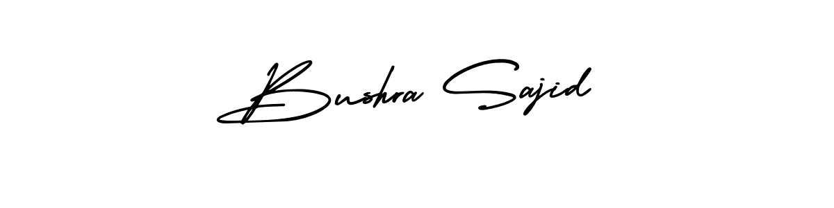 The best way (AmerikaSignatureDemo-Regular) to make a short signature is to pick only two or three words in your name. The name Bushra Sajid include a total of six letters. For converting this name. Bushra Sajid signature style 3 images and pictures png