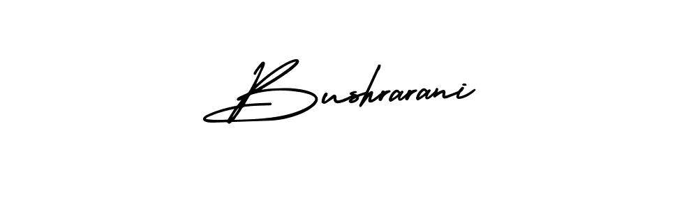 The best way (AmerikaSignatureDemo-Regular) to make a short signature is to pick only two or three words in your name. The name Bushrarani include a total of six letters. For converting this name. Bushrarani signature style 3 images and pictures png