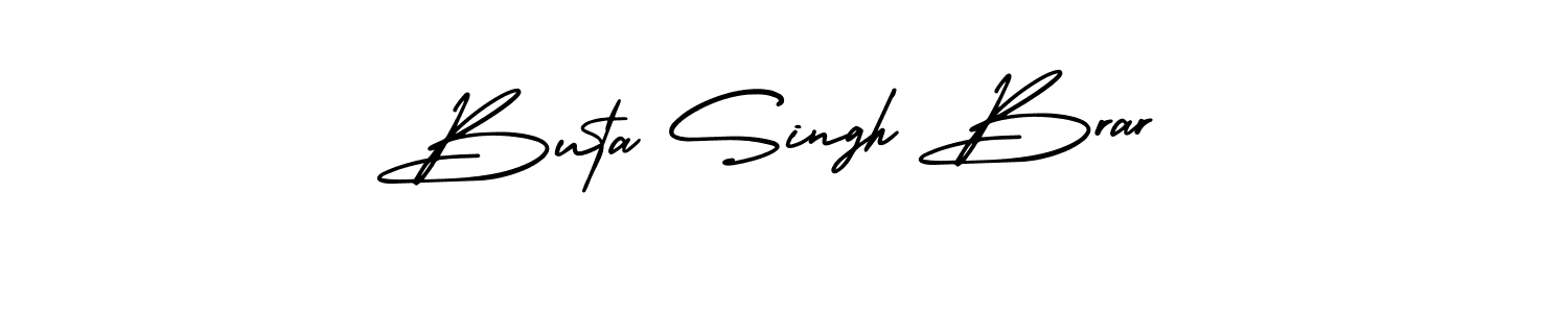 You should practise on your own different ways (AmerikaSignatureDemo-Regular) to write your name (Buta Singh Brar) in signature. don't let someone else do it for you. Buta Singh Brar signature style 3 images and pictures png