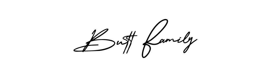 You should practise on your own different ways (AmerikaSignatureDemo-Regular) to write your name (Butt Family) in signature. don't let someone else do it for you. Butt Family signature style 3 images and pictures png