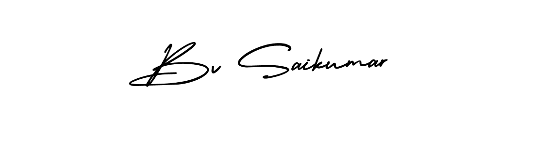 How to make Bv Saikumar signature? AmerikaSignatureDemo-Regular is a professional autograph style. Create handwritten signature for Bv Saikumar name. Bv Saikumar signature style 3 images and pictures png