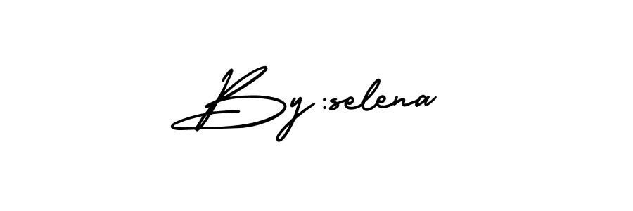 AmerikaSignatureDemo-Regular is a professional signature style that is perfect for those who want to add a touch of class to their signature. It is also a great choice for those who want to make their signature more unique. Get By:selena name to fancy signature for free. By:selena signature style 3 images and pictures png