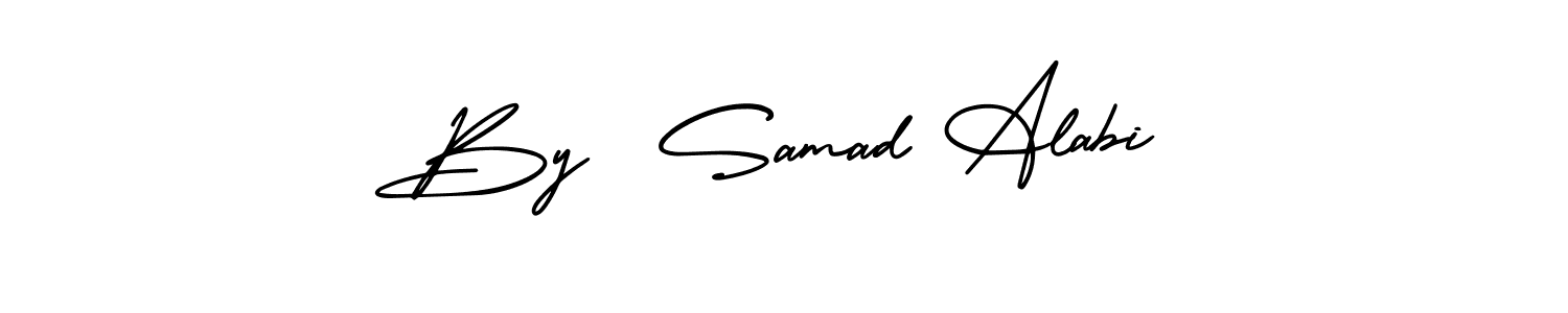 You should practise on your own different ways (AmerikaSignatureDemo-Regular) to write your name (By  Samad Alabi) in signature. don't let someone else do it for you. By  Samad Alabi signature style 3 images and pictures png