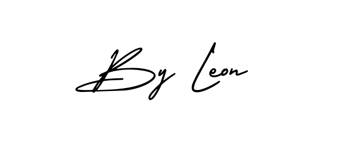 You should practise on your own different ways (AmerikaSignatureDemo-Regular) to write your name (By Leon) in signature. don't let someone else do it for you. By Leon signature style 3 images and pictures png