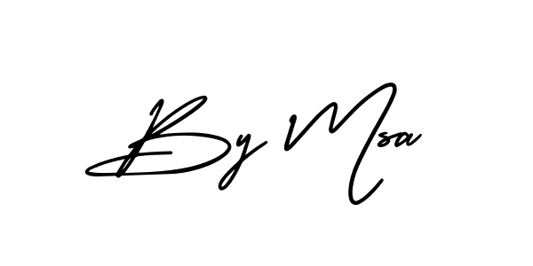 How to make By Msa name signature. Use AmerikaSignatureDemo-Regular style for creating short signs online. This is the latest handwritten sign. By Msa signature style 3 images and pictures png