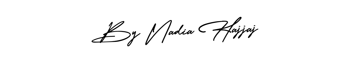 AmerikaSignatureDemo-Regular is a professional signature style that is perfect for those who want to add a touch of class to their signature. It is also a great choice for those who want to make their signature more unique. Get By Nadia Hajjaj name to fancy signature for free. By Nadia Hajjaj signature style 3 images and pictures png