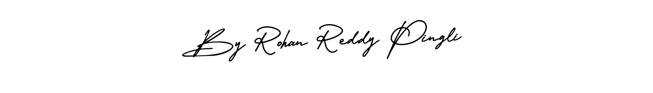 You should practise on your own different ways (AmerikaSignatureDemo-Regular) to write your name (By Rohan Reddy Pingli) in signature. don't let someone else do it for you. By Rohan Reddy Pingli signature style 3 images and pictures png