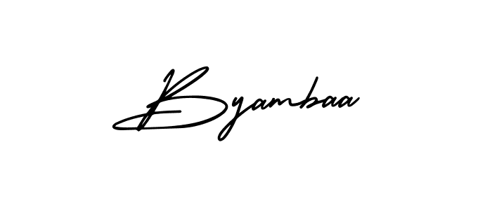 AmerikaSignatureDemo-Regular is a professional signature style that is perfect for those who want to add a touch of class to their signature. It is also a great choice for those who want to make their signature more unique. Get Byambaa name to fancy signature for free. Byambaa signature style 3 images and pictures png