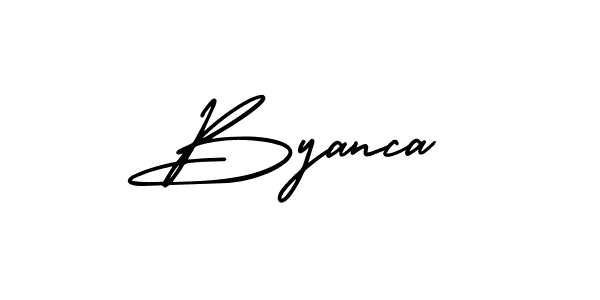You should practise on your own different ways (AmerikaSignatureDemo-Regular) to write your name (Byanca) in signature. don't let someone else do it for you. Byanca signature style 3 images and pictures png